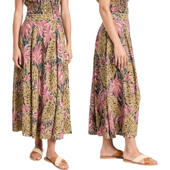 Madewell Dresses & Skirts - NWT Madewell Crinkled Crepe Maxi Bruah Stroke Monstera Skirt Pockets! 12